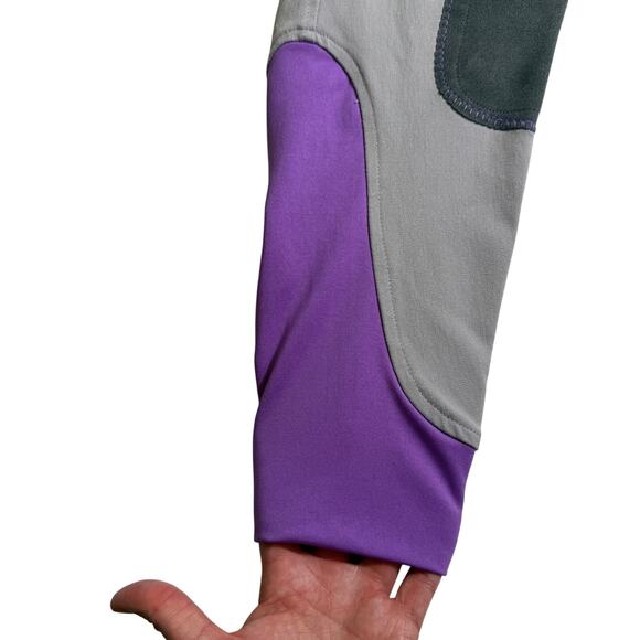 Dover Saddlery Wellesley Piped Knee Patch Breeches Purple Gray Equestrian 26 - Picture 5 of 12